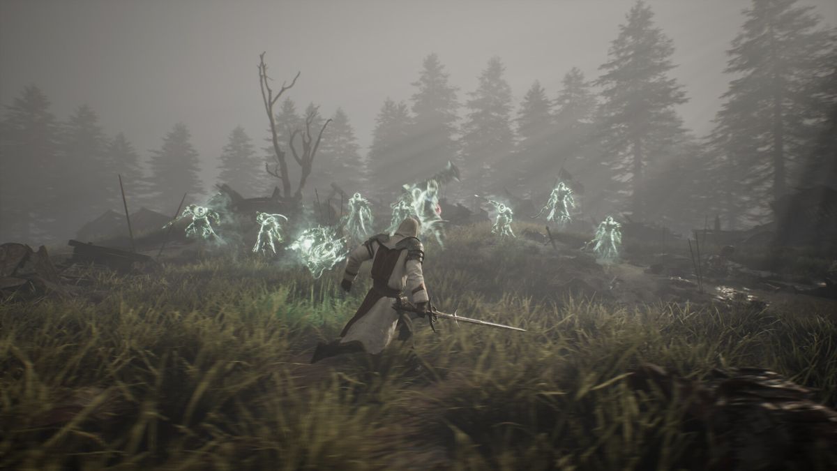 Official ArcheAge Chronicles screenshot: a pioneer fighting a beast with a long blade